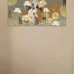 nestroots Green & Brown Serene Depiction Of Buddha Care Canvas Painting Wall Art-picture-35