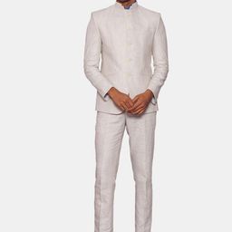 Wintage Men Off White Solid Single-Breasted 2 Piece Formal Suit-picture-32