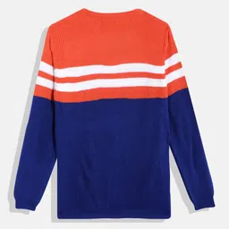 Allen Solly Junior Boys Colourblocked Acrylic Pullover with Striped & Knit Detail image 4