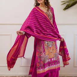 KALINI Women Pink Viscose Rayon Kurta Sets image 2