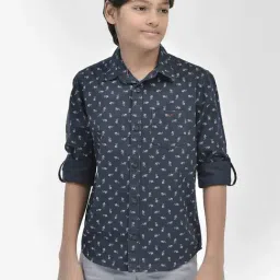 Crimsoune Club Kids Navy Printed Full Sleeves Shirt-picture-43