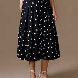 Kazo Black Cotton Polka Dot Skirts image 3