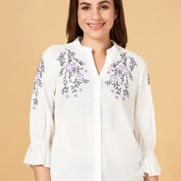 Honey by Pantaloons White Embroidered Top-image-0