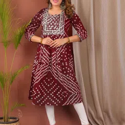 PARTH SY FASHION Women Maroon Blended A-Line Kurtas-picture-36
