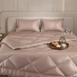 Stoa Paris Pink Polyester Textured 300 TC Double Bedsheet with 2 Pillow Covers image 3