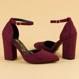 London Rag Women's Burgundy Ankle Strap Sandals-image-41