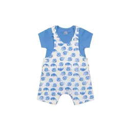 Mothercare Kids Blue & White Printed Dungaree with Bodysuit-picture-34