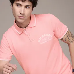 French Connection Brand Logo Printed Polo Collar Bio Finish T-shirt-picture-53