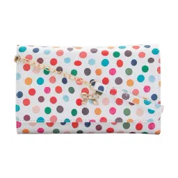 glo by globus Globus Women White Polka Dot Print Vegan Leather Envelope Wallet with Bow Detail-picture-16