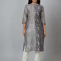 Globus Charcoal Floral Straight Kurta-picture-17