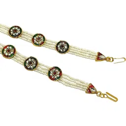 FEMMIBELLA Gold-Plated Artificial Stones and Beads Studded Matha Patti image 4