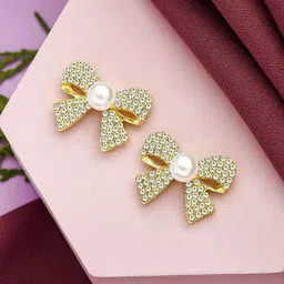 Celestique Korean Artificial Stones Studded Contemporary Shaped Drop Earrings-image-61