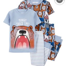 Carter's Cotton Knit Half Sleeves Night Suit Bear Print Pack of 2 - Multicolour-picture-27