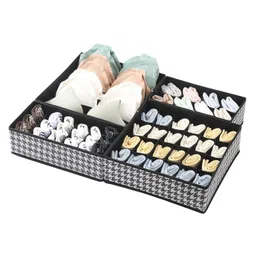 House of Quirk Set of 4 Foldable Storage Box Drawer Divider Organizer Closet Storage for Socks Bra Tie Scarfs - Black-picture-16