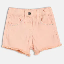 MINI KLUB Cotton Woven Stones Embellished Frayed Shorts - Pink-picture-34