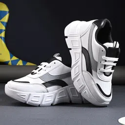 Stefens Colour Blocked Sneakers - White & Black-picture-28