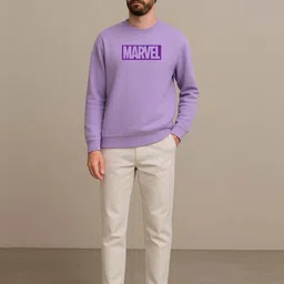 Organic Chics Men Marvel Printed Long Sleeves Oversized Sweatshirt image 2