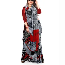Moda Rapido Black Poly Georgette Sarees image 4