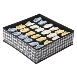 House of Quirk Set of 4 Foldable Storage Box Drawer Divider Organizer Closet Storage for Socks Bra Tie Scarfs - Black image 2