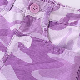 Babyhug Twill Woven Mid Thigh Length With Stretch Shorts Camouflage Print - Lavender image 3
