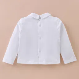 ToffyHouse 100% Cotton Woven Full Sleeves Printed T-Shirt & Bottom Set with Bow - White & Navy Blue image 3