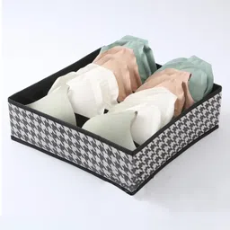 House of Quirk Set of 4 Foldable Storage Box Drawer Divider Organizer Closet Storage for Socks Bra Tie Scarfs - Black image 3