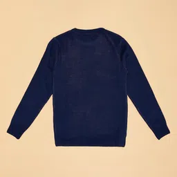 Pantaloons Junior Full Sleeves Live Fast Text Printed Sweater - Navy Blue image 4