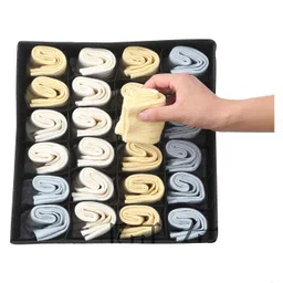 House of Quirk Set of 4 Foldable Storage Box Drawer Divider Organizer Closet Storage for Socks Bra Tie Scarfs - Black image 4