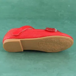 Pine Kids Velcro Closure Bellies with Bow Applique - Red image 5