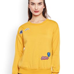 Belle Fille Women Mustard Solid Sweatshirt-picture-30