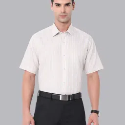 Van Heusen Cream Regular Fit Striped Shirt-image-46