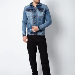 nostrum Men Washed Cotton Denim Jacket image 4
