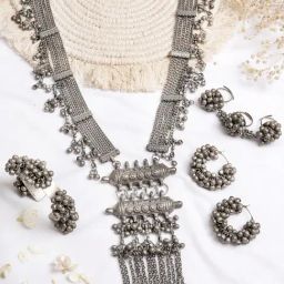 Teejh Pitara Collection Ektara Silver Oxidized Ghungroo Jewellery Set-picture-37