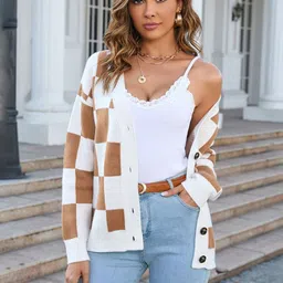 JC Mode Women Checked Cardigan image 2