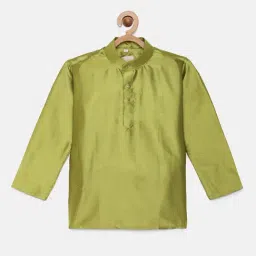THANGAMAGAN Kids Olive Solid Full Sleeves Kurta-image-32