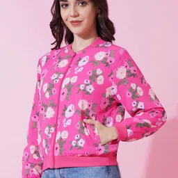 Mast & Harbour Women Floral Lightweight Bomber Jacket image 3