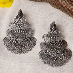 Teejh Ethnic Anandita Silver Oxidized Dangler Earrings-picture-39