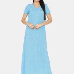 Zivame Blue Printed Nighty-image-68
