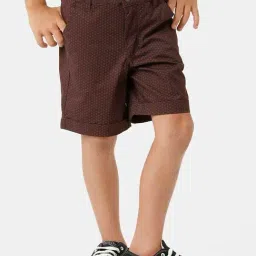 Kate & Oscar Kids Brown Cotton Printed Shorts-picture-41