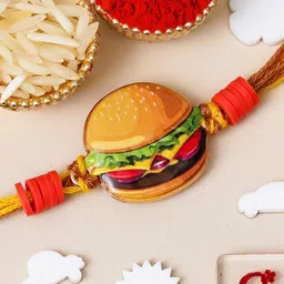 eCraftIndia Artfificial Stones Studded And Beaded Burger Rakhi-picture-18