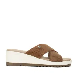 Hush Puppies by Bata Women's Brown Cross Strap Wedges-image-51