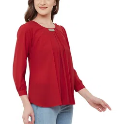 G0-4 IT Women Embellished Round Neck Pleated Top image 4