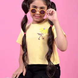Crimsoune Club Girls Yellow Graphic T-Shirt-image-21