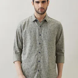 SNX Men Conversational Printed Spread Collar Pure Cotton Casual Shirt-image-5