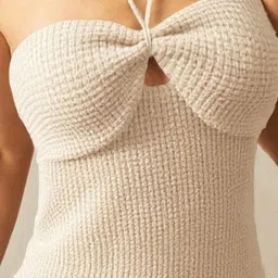 LULU & SKY Women Beige Halter Neck Regular Top image 4