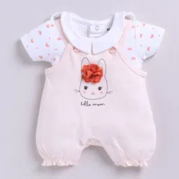 Smart Baby Infant Girls Applique Work Pure Cotton Dungaree With Printed T-Shirt-picture-36