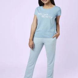 YU by Pantaloons Blue Cotton Printed Top Pyjama Set-image-93