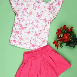 V-Mart Girls Printed Round Neck Short Sleeves Top With Skirt-picture-24
