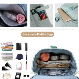 ts with techsun Nylon Gym Bag For Men's And Women's Sports Duffle Bag Yoga Swimming Hiking Camping Travel Backpack Weekender With Shoes Compartment With Wet Pocket For Vacation (Green), 25 cm image 4