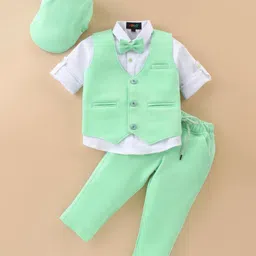 Robo Fry Cotton Lycra Full Sleeves Party Suit with Bow & Cap Solid Color - Sea Green-picture-10